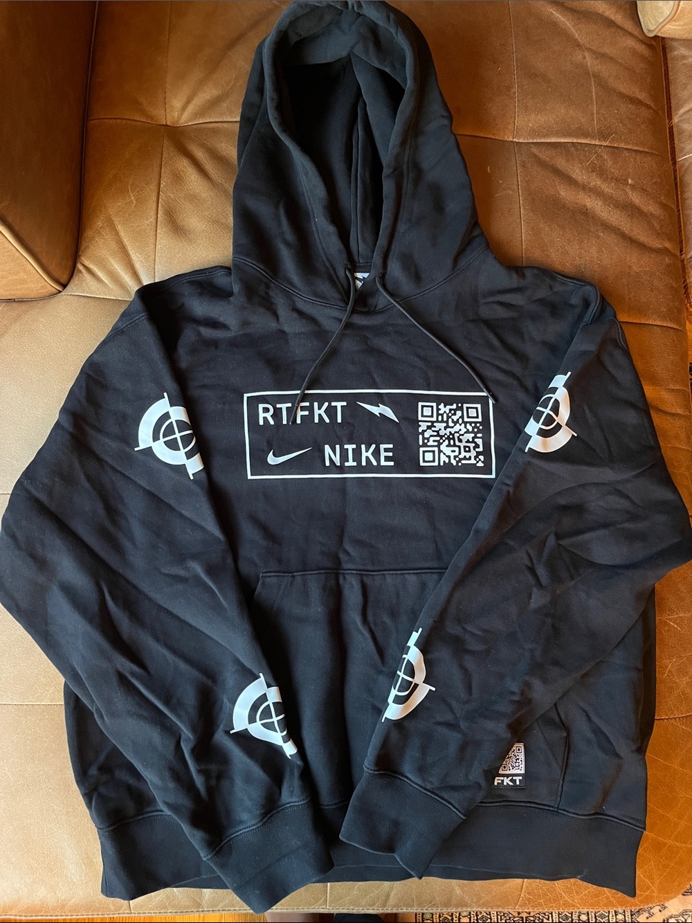 Nike Black Crewneck Hoodie with White Block Logo